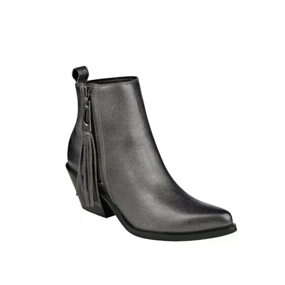 Guess Women’s Talza Booties In Pewter Leather Size 6.5 - Picture 3 of 4